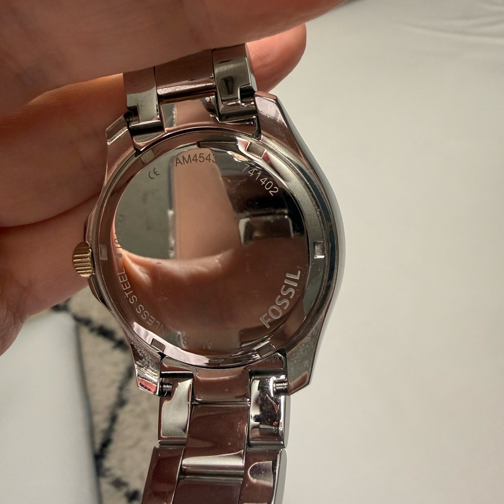 Fossil Two-Tone Gold and Silver Crystal Accent Women's Bracelet Watch - Picture 5 of 7